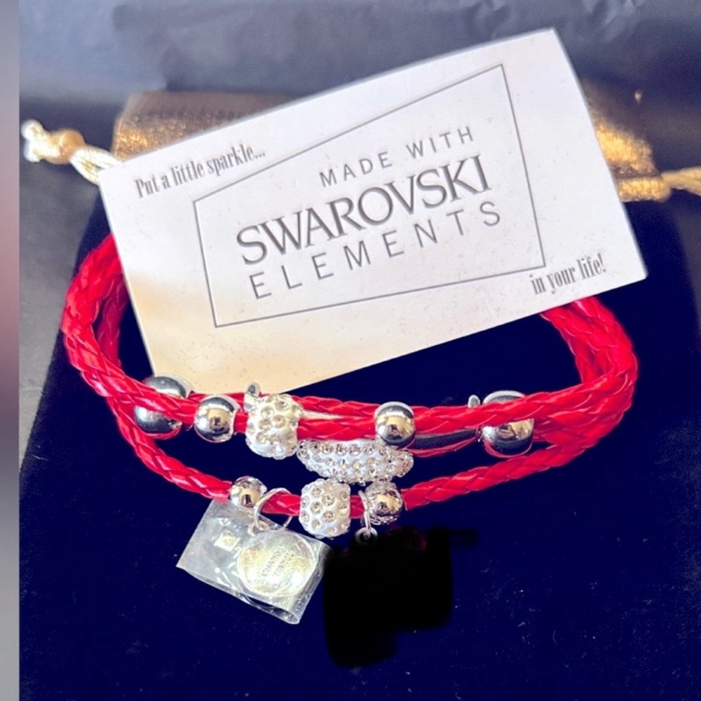 Swarovski Leather wrap bracelet with 1 CC CHARM - Picture 3 of 7